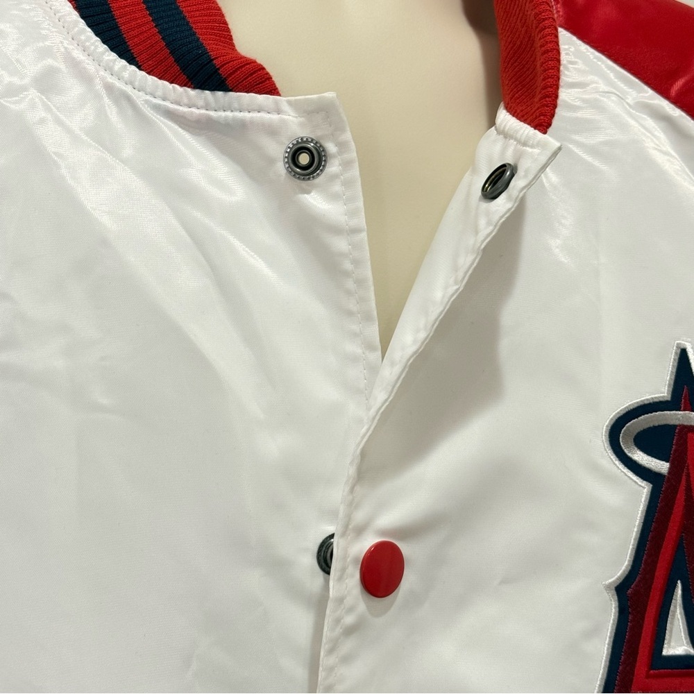 Starter Los Angeles Angels Varsity Full Snap Satin Jacket XXL Baseball Red White - Picture 11 of 15